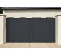 Lot Portail coulissant et Portillon - Casanoov - EIGER - 3,5m H.178cm / Portillon 1m H.178cm - Gris anthracite - Aluminium