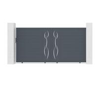 Casanoov Portail coulissant 3,5m LIFE H.180cm + Portillon 1m LIFE H.180cm aluminium gris