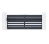 Casanoov Portail coulissant 3,5m VOGEL H.140cm + 2 poteaux H.166cm aluminium gris