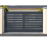 Casanoov Portail coulissant 3,5m VOGEL H.160cm aluminium gris