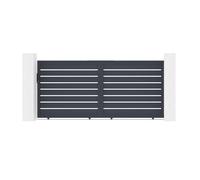 Casanoov Portail coulissant 3,5m VOGEL H.160cm + Portillon 1m VOGEL H.160cm aluminium gri