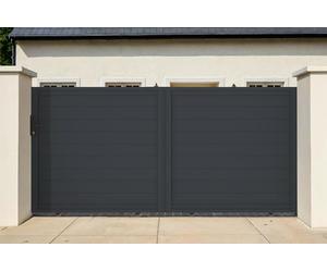 Casanoov Portail coulissant 3m EIGER H.140cm + Portillon 1m EIGER H.140cm aluminium gris