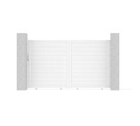 Casanoov portail coulissant 3m eiger h.180cm + portillon 1m eiger h.180cm aluminium blanc