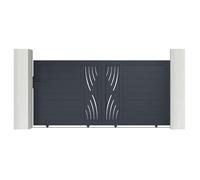 Casanoov Portail coulissant 3m VELETA H.140cm + Portillon 1m VELETA H.140cm aluminium gri