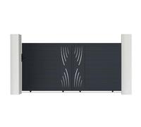 Casanoov Portail coulissant 3m VELETA H.160cm + Portillon 1m VELETA H.160cm aluminium gri