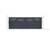 Casanoov Portail coulissant 4m HALTI H.140cm + Portillon 1m HALTI H.140cm aluminium gris