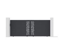 Casanoov portail coulissant 4m ruivo h.160cm alu gris + 2 poteaux 15x15cm h.190cm