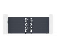 Casanoov Portail coulissant 4m SUNNY H.160cm + Portillon 1m SUNNY H.160cm aluminium gris