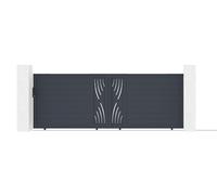 Casanoov Portail coulissant 4m VELETA H.140cm + Portillon 1m VELETA H.140cm aluminium gri