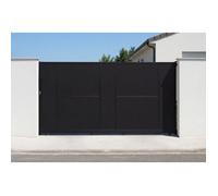 Casanoov Portail coulissant acier 3m NALI H.160cm noir + Portillon H.160cm noir
