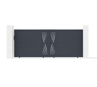 Casanoov Portail Coulissant VELETA Aluminium Gris Anthracite 390 x 163 cm 3,9 x 1,63 m 6,36 m² Motif Nature Design Extérieur Entrée Maison Résistance Vent 55 km/h Rail 8 m Serrure Barillet 5 Clefs