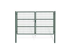Casanoov Portail Grillage Rigide RAZO 285 x 180 cm 2,85 m x 1,8 m 5,13 m² Vert Mousse RAL 6005 Acier Galvanisé 2 Vantaux Poteaux Carrés 60 x 60 mm Mailles 50 x 200 mm Fil 5 mm 3 Clés Serrure Barillet