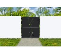 Casanoov - Portillon Acier Galvanisé - 103 x 120 cm - 1,03 m x 1,2 m 1,24 m² - Noir Mat - Motif Nature - Passage Piéton Sécurisé - Espace Piliers 103 à 105,5 cm - Kit Complet Serrure