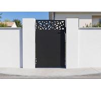 Casanoov - Portillon Acier Galvanisé NALI RUIVO - 103 x 160 cm - 1,03 m x 1,6 m 1,65 m² - Noir Mat - Motif Géométrique - Passage Piéton Sécurisé - Kit Complet Serrure Et Visserie