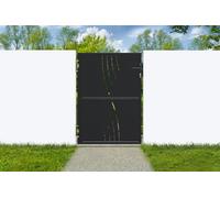 Casanoov Portillon Acier Galvanisé NALI VELETA Motif Nature Noir Brillant 1,03 m x 1,4 m - 1,44 m² - 103 x 140 cm - Portillon Jardin Passage Piéton - Kit Complet avec Serrure, Cylindre et Clés
