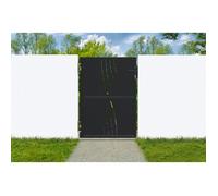 Casanoov Portillon Acier Galvanisé NALI VELETA Motif Nature Noir Brillant 1,03 m x 1,4 m - 1,44 m² - 103 x 140 cm - Portillon Jardin Passage Piéton - Kit Complet avec Serrure, Cylindre et Clés