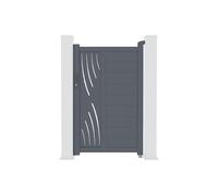 Casanoov Portillon Aluminium VELETA - 103 x 161 cm - 1,03 m x 1,61 m 1,66 m² - Gris Anthracite RAL 7016 - Motif Nature - Entrée Piéton Moderne - Résistance Vent 55 km/h - Kit Complet Serrure