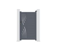 Casanoov Portillon Aluminium VELETA 103 x 176 cm - Gris Anthracite RAL 7016 - Motif Nature - Ouverture À Gauche - Résistance Au Vent 55 km/h - Entre Piliers 101 À 104 cm - Accessoires Inclus - Kit