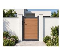 Casanoov portillon bois composite plein 1m athos h.160cm teck avec cadre aluminium
