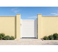 Casanoov Portillon EIGER 1x1,15m Aluminium Blanc - Design Plein Élégant et Moderne - Robuste Inoxydable Résistant Intempéries - Montage Facile Clôture Jardin Sécurisée Intimité Extérieur 100x115cm