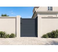 Casanoov Portillon EIGER 1x1,15m Aluminium Gris Anthracite - Design Plein Élégant et Moderne - Robuste Inoxydable Résistant Intempéries - Montage Facile Clôture Jardin Sécurisée Extérieur 100x115cm