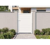 Casanoov Portillon EIGER 1x1,40m Aluminium Blanc - Design Plein Élégant et Moderne - Robuste Inoxydable Résistant Intempéries - Montage Facile Clôture Jardin Sécurisée Intimité Extérieur 100x143cm