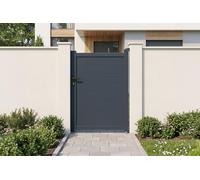 Casanoov Portillon EIGER 1x1,40m Aluminium Gris Anthracite - Design Plein Élégant et Moderne - Robuste Inoxydable Résistant Intempéries - Montage Facile Clôture Jardin Sécurisée Intimité 100x143cm