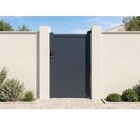 Casanoov Portillon EIGER 1x1,60m Aluminium Gris Anthracite - Design Plein Élégant et Moderne - Robuste Inoxydable Résistant Intempéries - Montage Facile Clôture Jardin Sécurisée Intimité 100x161cm