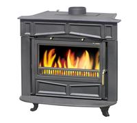 CasaNovae24 PLAMEN Glas Franklin, poêle à bois en fonte, 11 kW 150 mm, Noir