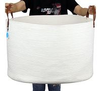 Casaphoria Panier de rangement extra large en corde de coton tissé pour organiser les serviettes, couvertures, paniers à linge pour salle de bain, panier à linge blanc pour chambre à coucher, panier