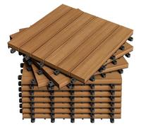 CASARIA® 11x Dalles bois clipsables 30x30cm bois d'acacia certifié FSC® dalle bois terrasse extérieur antidérapant sol balcon jardin caillebotis résistant UV intempéries pose facile