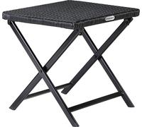 Casaria 2 Tabourets pliants en polyrotin noir 44x40x44cm table pliable polyvalente repose-pieds balcon camping table d’appoint