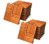 CASARIA® 22x Dalles bois clipsables 30x30cm bois d'acacia certifié FSC® dalle bois terrasse extérieur antidérapant sol balcon jardin caillebotis résistant UV intempéries mosaïque Quattro
