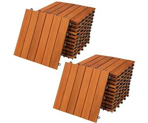 CASARIA® 22x Dalles bois clipsables 30x30cm bois d'acacia certifié FSC® dalle bois terrasse extérieur antidérapant sol balcon jardin caillebotis résistant UV intempéries pose facile