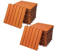 CASARIA® 22x Dalles bois clipsables 30x30cm bois d'eucalyptus certifié FSC® dalle terrasse extérieur antidérapant sol balcon jardin caillebotis résistant UV intempéries pose facile