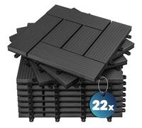 CASARIA® 22x Dalles WPC clipsables 30x30cm dalle terrasse extérieur antidérapant sol jardin caillebotis résistant UV intempéries imitation bois composite balcon mosaïque anthracite