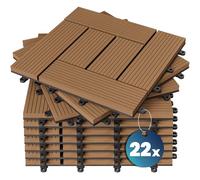 Casaria® 22x Dalles WPC clipsables 30x30cm Dalle terrasse extérieur antidérapant Sol Jardin caillebotis résistant UV intempéries Imitation Bois Composite Balcon mosaïque Terre Cuite