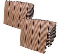 Casaria® 22x Dalles WPC clipsables 30x30cm Dalle terrasse extérieur antidérapant Sol Jardin caillebotis résistant UV intempéries Imitation Bois Composite Balcon Classique Terre Cuite