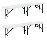CASARIA® 2x Bancs pliants en plastique 180cm Banc de camping pliable Banc de Jardin blanc pour pique-nique fête