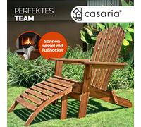 Casaria 2x Chaise longue transat Adirondack en bois d'acacia avec repose-pieds Bain de soleil Siège de jardin pliable Extérieur balcon terrasse
