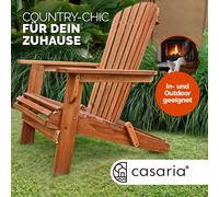 CASARIA® 2x Chaise pliable en bois d'acacia Adirondack fauteuil de jardin avec accoudoirs assise exterieur balcon terrasse chaise canadienne