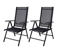 CASARIA 2X Chaises de Jardin à Dossier Haut | Chaises polyvalentes, avec accoudoirs, PVC et Polyester, structure en aluminium thermolaqué, dossier reglable en 8 positions
