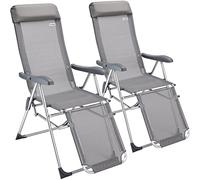 Casaria 2X Chaises de Jardin Pliantes en Aluminium avec Repose-Pieds Dossier Haut réglable en 7 Positions Chaises de Camping