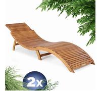 CASARIA Chaise longue en bois lot de 2