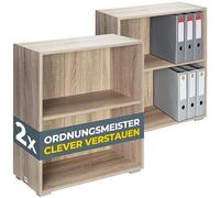 CASARIA® 2X Étagères bibliothèque chêne 77x60x28 cm Meuble de Rangement Vela 2 Compartiments pour Salon Bureau Chambre