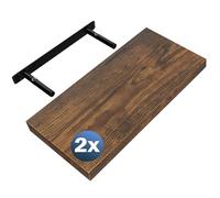 CASARIA 2x Étagères Murales Flottantes 50 cm Chêne foncé MDF Robuste Effet Flottant étagère Bois Rangement décoration