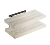 CASARIA 2x Étagères Murales Flottantes 50 cm Chêne MDF Robuste Effet Flottant étagère Bois Rangement décoration