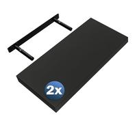 Casaria 2X Étagères Murales Flottantes 50 cm Noir MDF Robuste Effet Flottant étagère Bois Rangement décoration