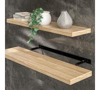 Casaria 2X Étagères Murales Flottantes 70 cm Chêne MDF Robuste Effet Flottant étagère Bois Rangement décoration