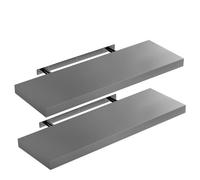 CASARIA 2x Étagères Murales Flottantes 70 cm Gris MDF Robuste Effet Flottant étagère Bois Rangement décoration